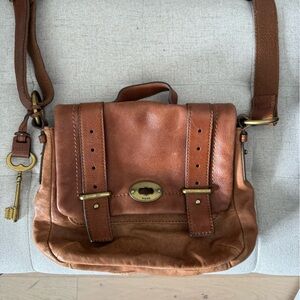Fossil Vintage 1954 Leather Satchel Messenger Flap Turnlock Crossbody